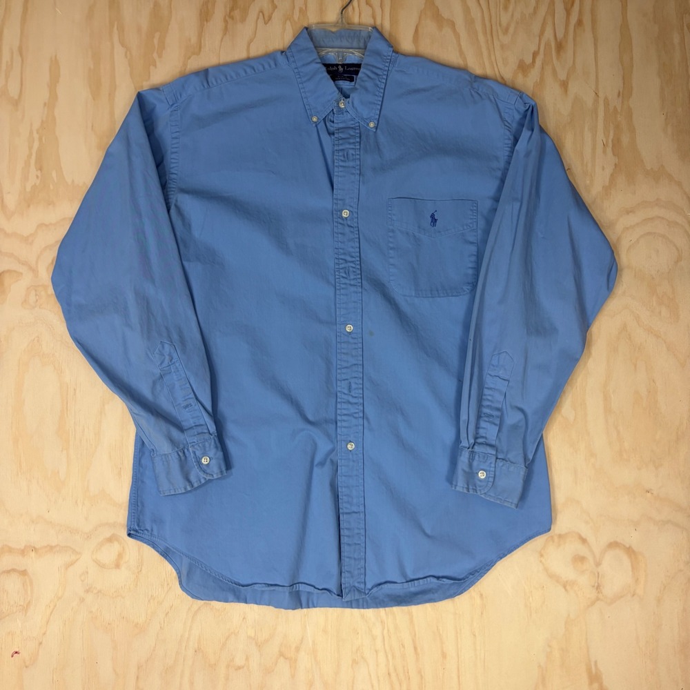 Ralph Lauren Blake Mens Large Blue Cotton Button Down Long Sleeve Shirt Pony